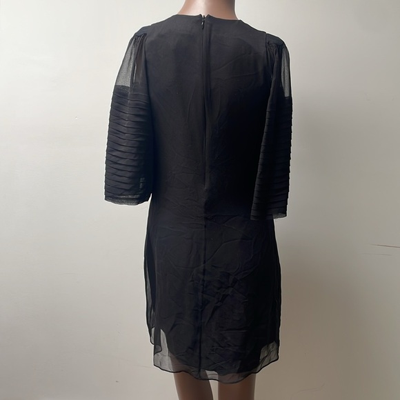 Robert Rodriguez Silk Shift Dress Balloon Shortsleeves Buttons Sheer Black 4 - Picture 7 of 12